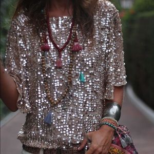 NWT White House Black Market Zinc Sequin Blouse