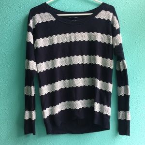 AEO Navy Blue & White Striped Sweater