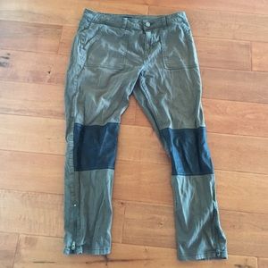 Urban Outfitters Army Green Leather Knee Pant