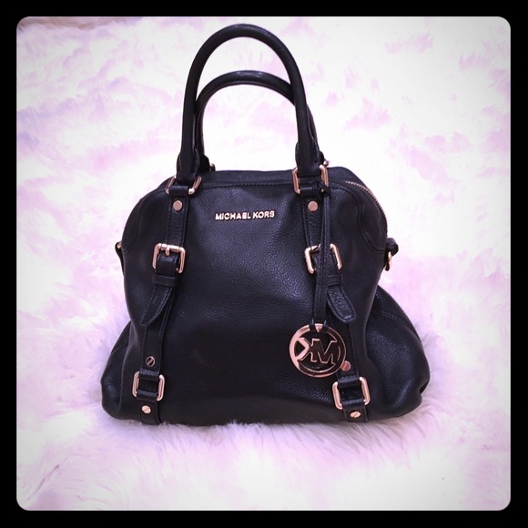 Michael Kors black leather satchel bag
