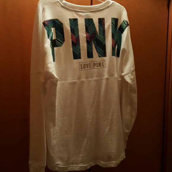 Pretty white PINK pullover