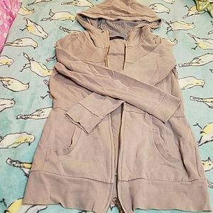 Grayish Brown long jacket with a hood