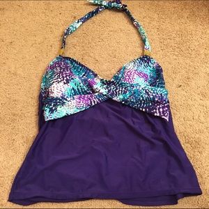 Purple halter tankini top