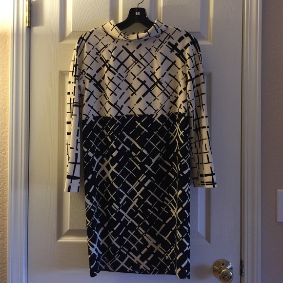 Tara Jarmon striped mock turtleneck dress