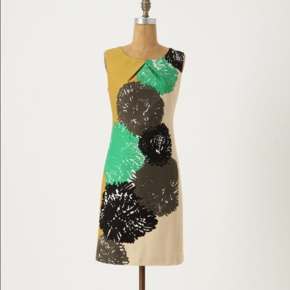 Anthropologie Tabitha Sz 2 Flower Pom Shift Dress
