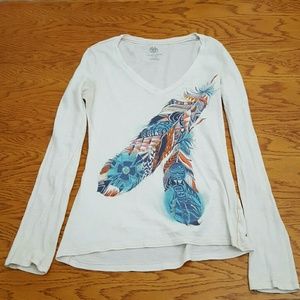 American Eagle Long Sleeved Tribal Feather Shirt