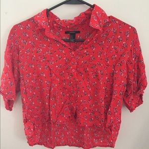 F21 Button down crop top