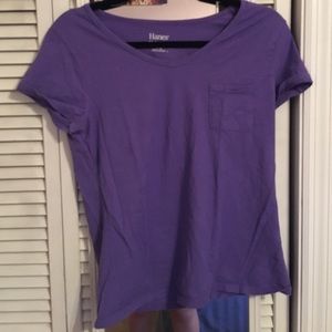 purple pocket v-neck tee