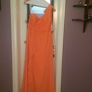 Orange David's Bridal 1 Shoulder Bridesmaid Dress