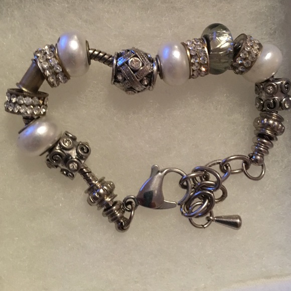 White and CZ Charm Bracelet