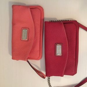 Nine West pink and red clutch