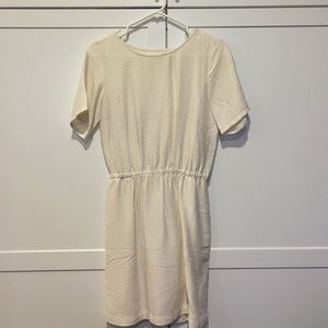 Madewell cream dress with sleeves peephole back XS