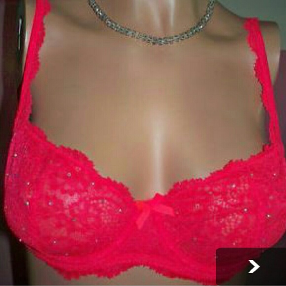 Unlined lace rhinestone demi bra