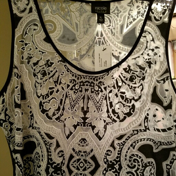 Black and white Nicole sheer top
