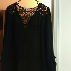 Sheer high low shirt with lace detailing