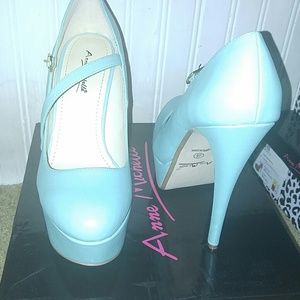 Mint blue Anne Michelle heels