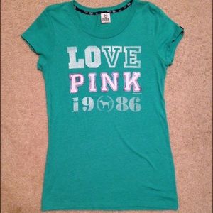 PINK Victoria's Secret Women's L Sea Green shirt.