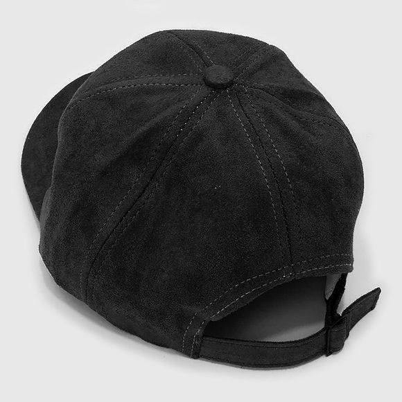 Black Faux Suede Baseball Cap - Picture 2 of 2