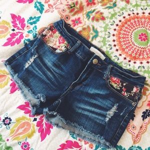 Floral Denim Shorts