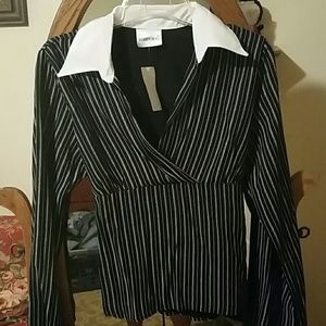 Black Shirt with White Collar and White Stripes