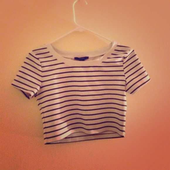 White and black striped crop top.
