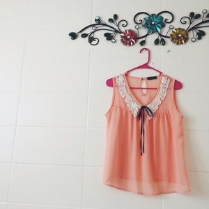 Darling Peach Sheer Blouse