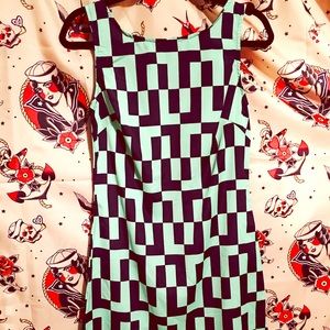 Retro vibe blue/teal sz M dress back zipper
