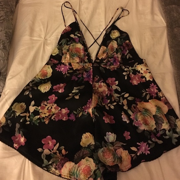 Floral silky romper