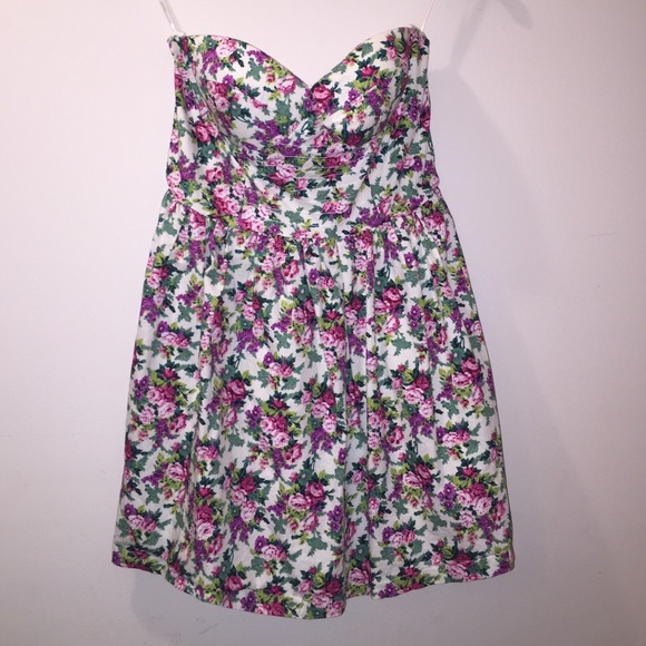 strapless floral dress