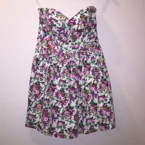 strapless floral dress