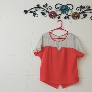 Orange and Cream See Through Blouse