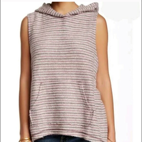 Free People striped hooded muscle sweatshirt