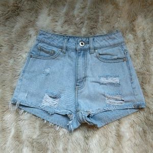 Pac sun high waist distressed jean mom short