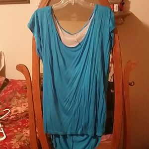 Turquoise Shirt with Silver Bling