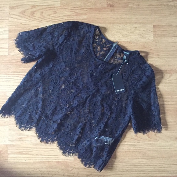 Black Lace Crop Top