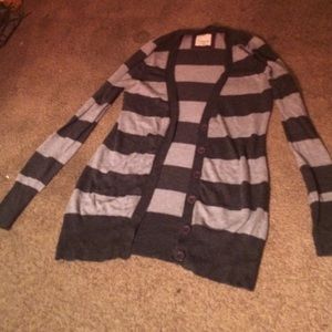 dark grey and light grey striped cardigan