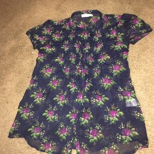 A floral button up/down