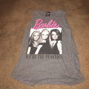 A dark grey Barbie shirt with a little humor.