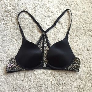 Leopard print racer back bra