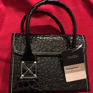 NWT black Divoga 12 pocket organizer purse