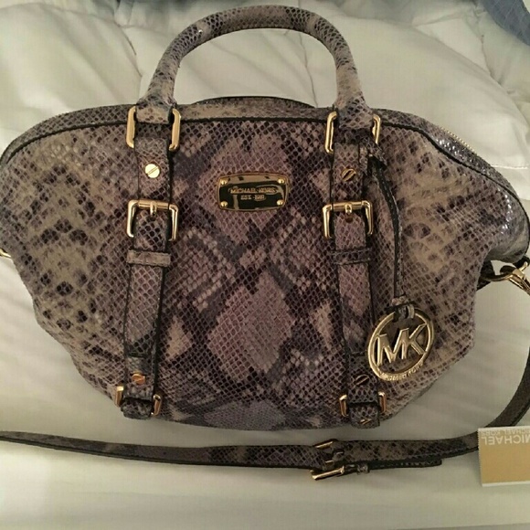 Michael Kors Bedford Medium Satchel Python Emboss
