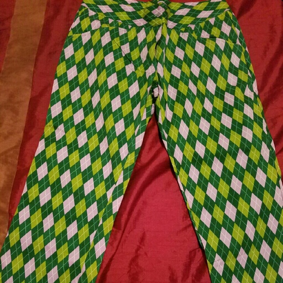 Green and purple argyle pants