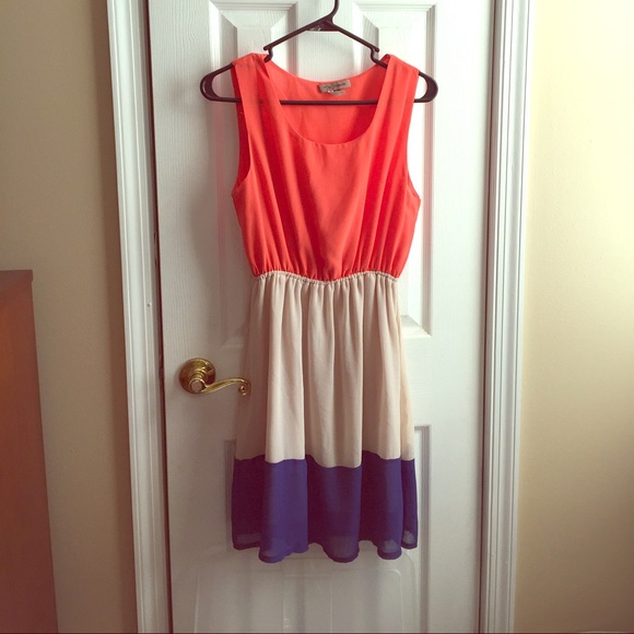 Orange/beige/blue dress