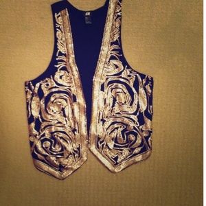 H&M Black with Gold Sequin Vest