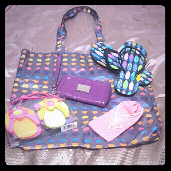Colorful Heart Tote Bag w/ Must Have Extras!!