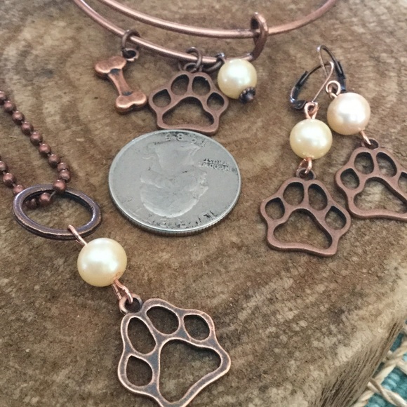 🐾Paws & Pearls🐾3 piece Copper tone Set🐾 - Picture 2 of 4