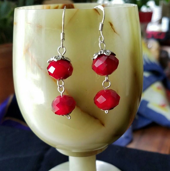 Red bead earrings