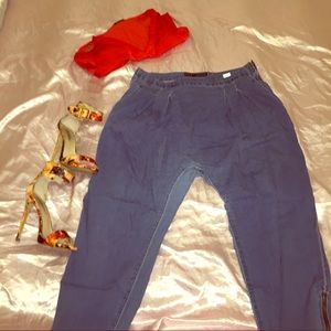 Zara Basic Denim Parachute Jeans