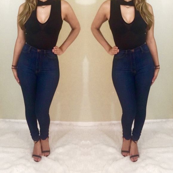 Tops - Black choker bodysuit