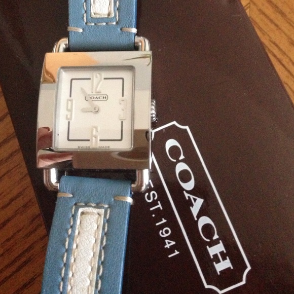 Like new coach blue and white leather watch